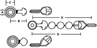 This is the engineering diagram of our ball chain coupling and how it attaches to the made in the usa bead chain that we supply