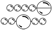 Open Ball or Open Ball Termination Bead Diagram to showcase how the open ball operates with lengths of ball chain.